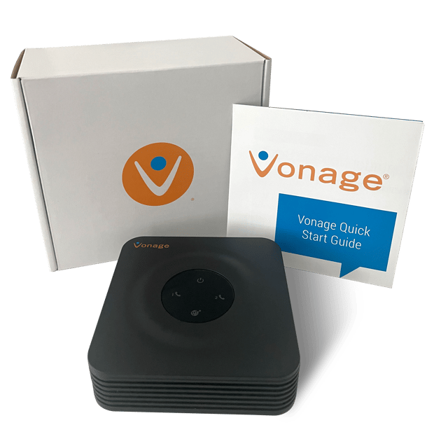 Vonage Device box guide Image of Vonage for home device and quick start guide
